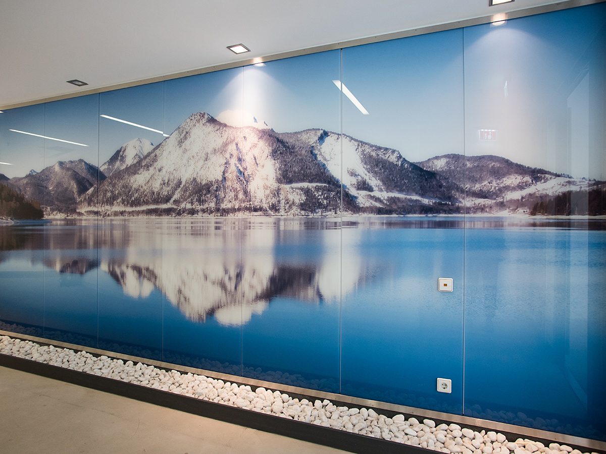 Wandbild aus Glas Bergseemotiv