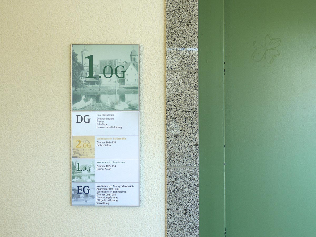 Etagenübersicht am Aufzug